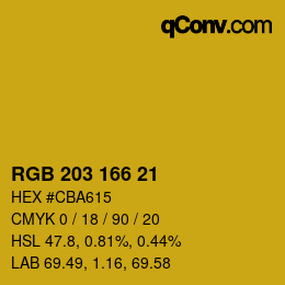 Color code: RGB 203 166 21 | qconv.com