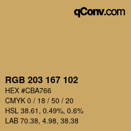 Color code: RGB 203 167 102 | qconv.com