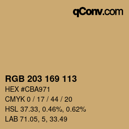 Color code: RGB 203 169 113 | qconv.com