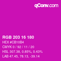 カラーコード: RGB 203 16 180 | qconv.com