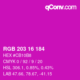 Color code: RGB 203 16 184 | qconv.com