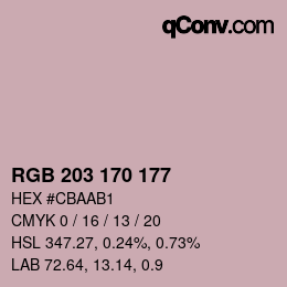 Código de color: RGB 203 170 177 | qconv.com