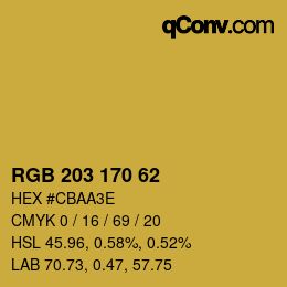 Farbcode: RGB 203 170 62 | qconv.com