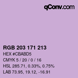 Color code: RGB 203 171 213 | qconv.com