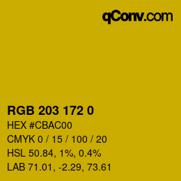 颜色代码: RGB 203 172 0 | qconv.com