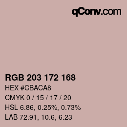 Color code: RGB 203 172 168 | qconv.com
