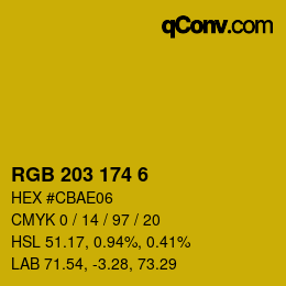Color code: RGB 203 174 6 | qconv.com