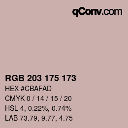Color code: RGB 203 175 173 | qconv.com
