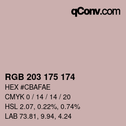 Color code: RGB 203 175 174 | qconv.com