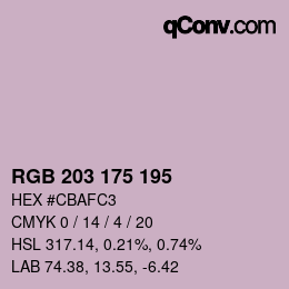 Color code: RGB 203 175 195 | qconv.com