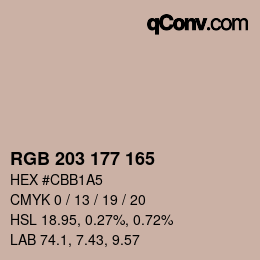 颜色代码: RGB 203 177 165 | qconv.com