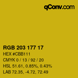 Farbcode: RGB 203 177 17 | qconv.com