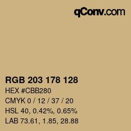 カラーコード: RGB 203 178 128 | qconv.com