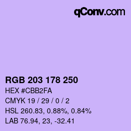 颜色代码: RGB 203 178 250 | qconv.com
