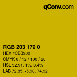 カラーコード: RGB 203 179 0 | qconv.com
