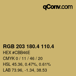 カラーコード: RGB 203 180.4 110.4 | qconv.com