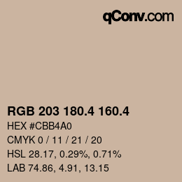 カラーコード: RGB 203 180.4 160.4 | qconv.com