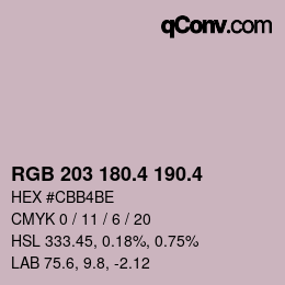 カラーコード: RGB 203 180.4 190.4 | qconv.com