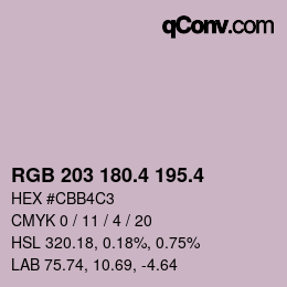 カラーコード: RGB 203 180.4 195.4 | qconv.com