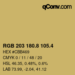 カラーコード: RGB 203 180.8 105.4 | qconv.com