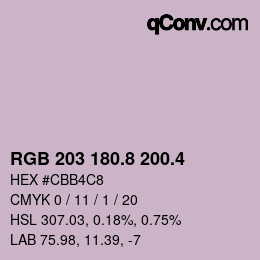 カラーコード: RGB 203 180.8 200.4 | qconv.com