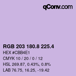 カラーコード: RGB 203 180.8 225.4 | qconv.com