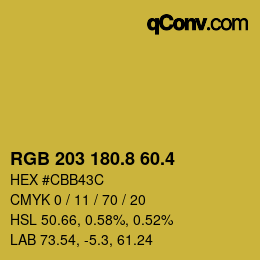 カラーコード: RGB 203 180.8 60.4 | qconv.com