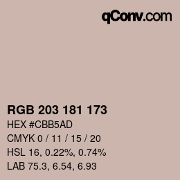 颜色代码: RGB 203 181 173 | qconv.com