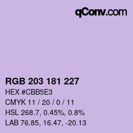 Color code: RGB 203 181 227 | qconv.com