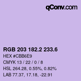 カラーコード: RGB 203 182.2 233.6 | qconv.com