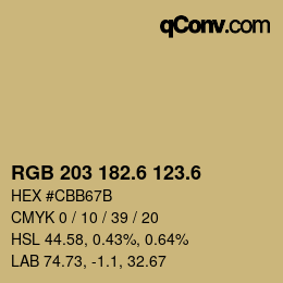 カラーコード: RGB 203 182.6 123.6 | qconv.com