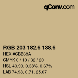 カラーコード: RGB 203 182.6 138.6 | qconv.com