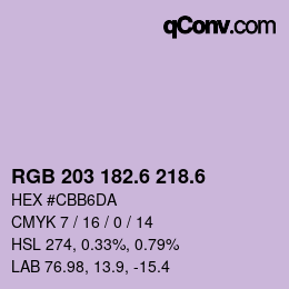 カラーコード: RGB 203 182.6 218.6 | qconv.com
