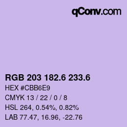 カラーコード: RGB 203 182.6 233.6 | qconv.com