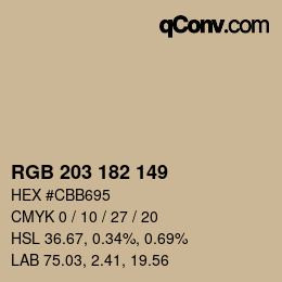 Farbcode: RGB 203 182 149 | qconv.com
