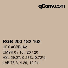 カラーコード: RGB 203 182 162 | qconv.com