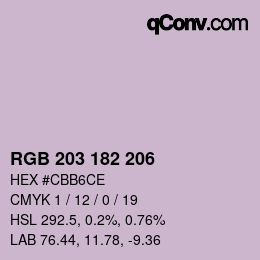 Color code: RGB 203 182 206 | qconv.com