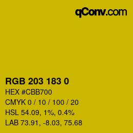 颜色代码: RGB 203 183 0 | qconv.com