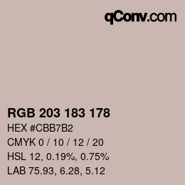 カラーコード: RGB 203 183 178 | qconv.com