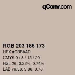 Código de color: RGB 203 186 173 | qconv.com