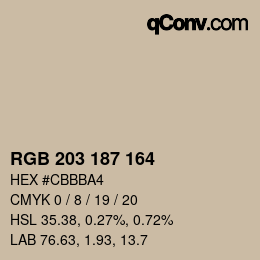 颜色代码: RGB 203 187 164 | qconv.com