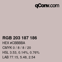 Farbcode: RGB 203 187 186 | qconv.com
