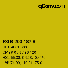 Color code: RGB 203 187 8 | qconv.com