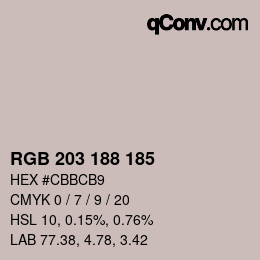 Farbcode: RGB 203 188 185 | qconv.com