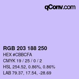 Color code: RGB 203 188 250 | qconv.com