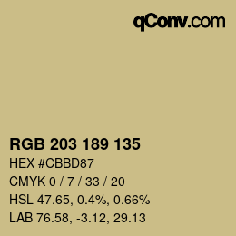 Code couleur: RGB 203 189 135 | qconv.com