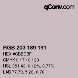 Color code: RGB 203 189 191 | qconv.com