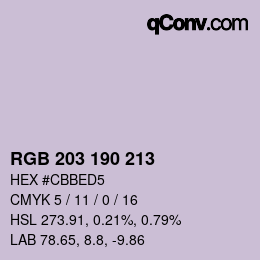 Código de color: RGB 203 190 213 | qconv.com