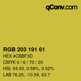 カラーコード: RGB 203 191 61 | qconv.com