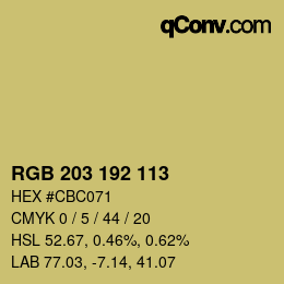 カラーコード: RGB 203 192 113 | qconv.com